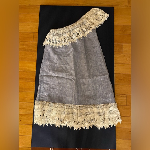 Miguelina One- Shoulder Blue & White Lace Dress Size Small - Beautiful - Picture 2 of 10